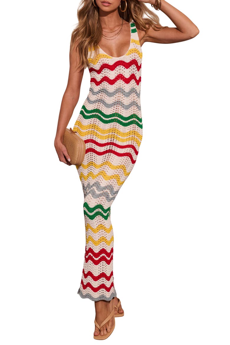 Gerie Open Stitch Maxi Sweater Dress, Alternate, color, IVORY MULTI