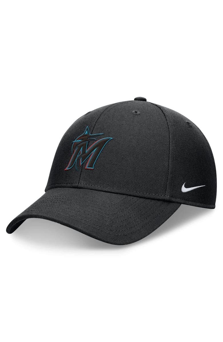 Nike Men's Nike Black Miami Marlins Club Performance Adjustable Hat, Main, color, Black