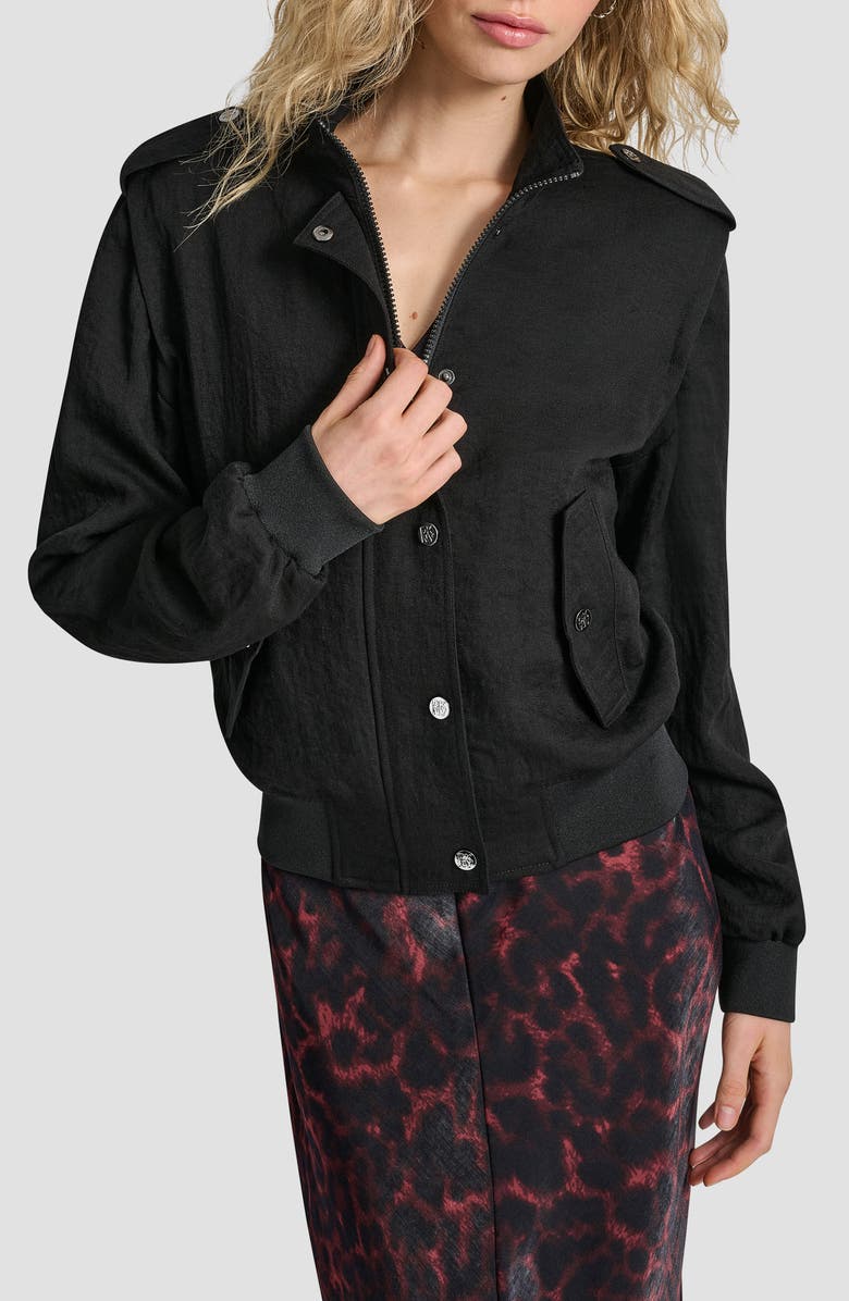 DKNY Twill Bomber Jacket, Alternate, color, Black
