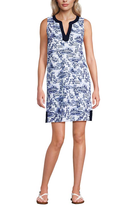 Cotton Jersey Notch Neck Dress with Soutache