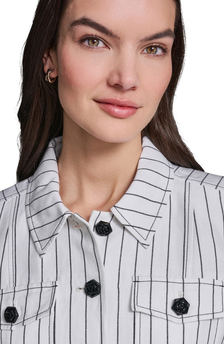 KARL LAGERFELD PARIS Stripe Linen Blend Jacket, Alternate, color, 