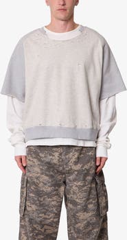 mnml Layered Look Distressed Sweatshirt