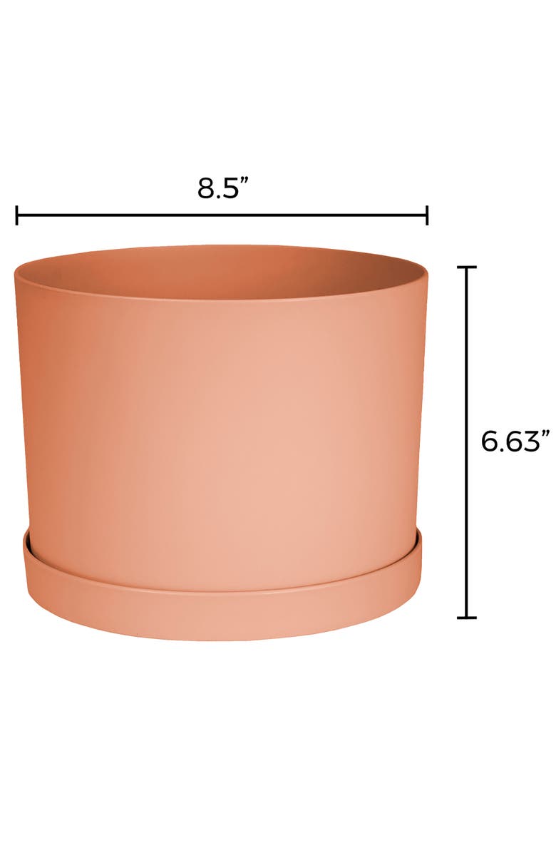 Bloem Mathers 6.5W x 8.5"H Gardening Planter with Saucer Tray, Muted Terra Cotta, Alternate, color, Orange