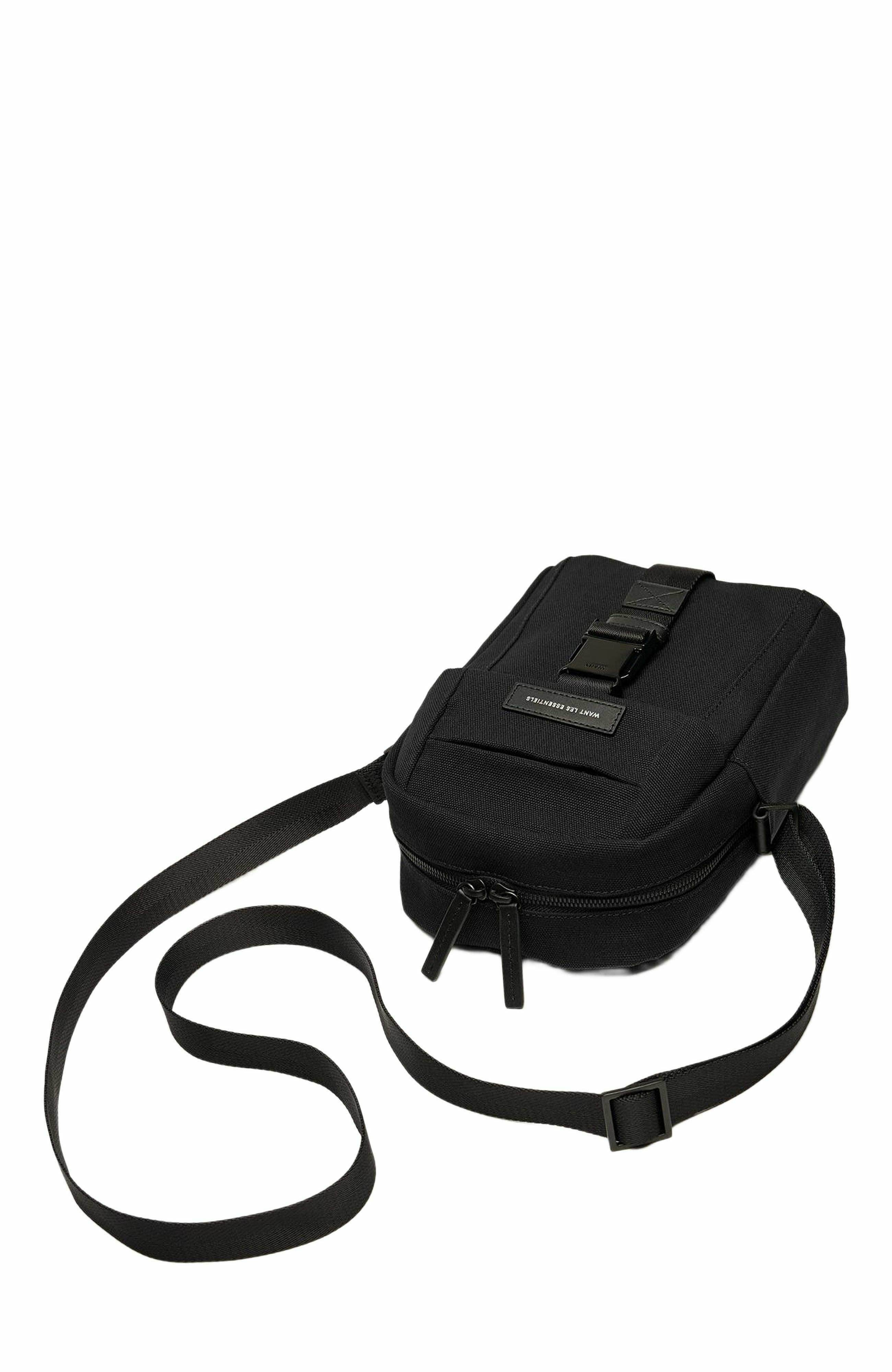 Want Les Essentiels Brantford Organic Cotton Canvas Crossbody Bag, Alternate, color, Black