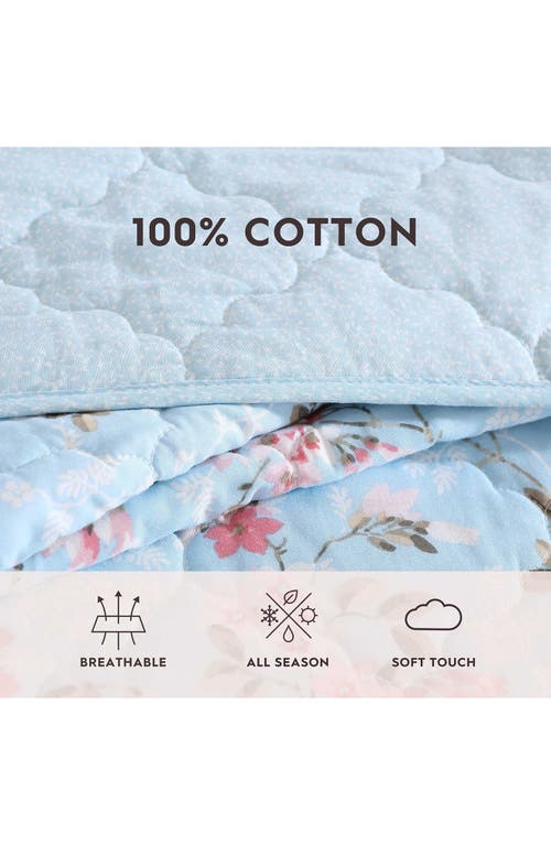 Laura Ashley Blissful Dream Cotton Quilt Set In Blue