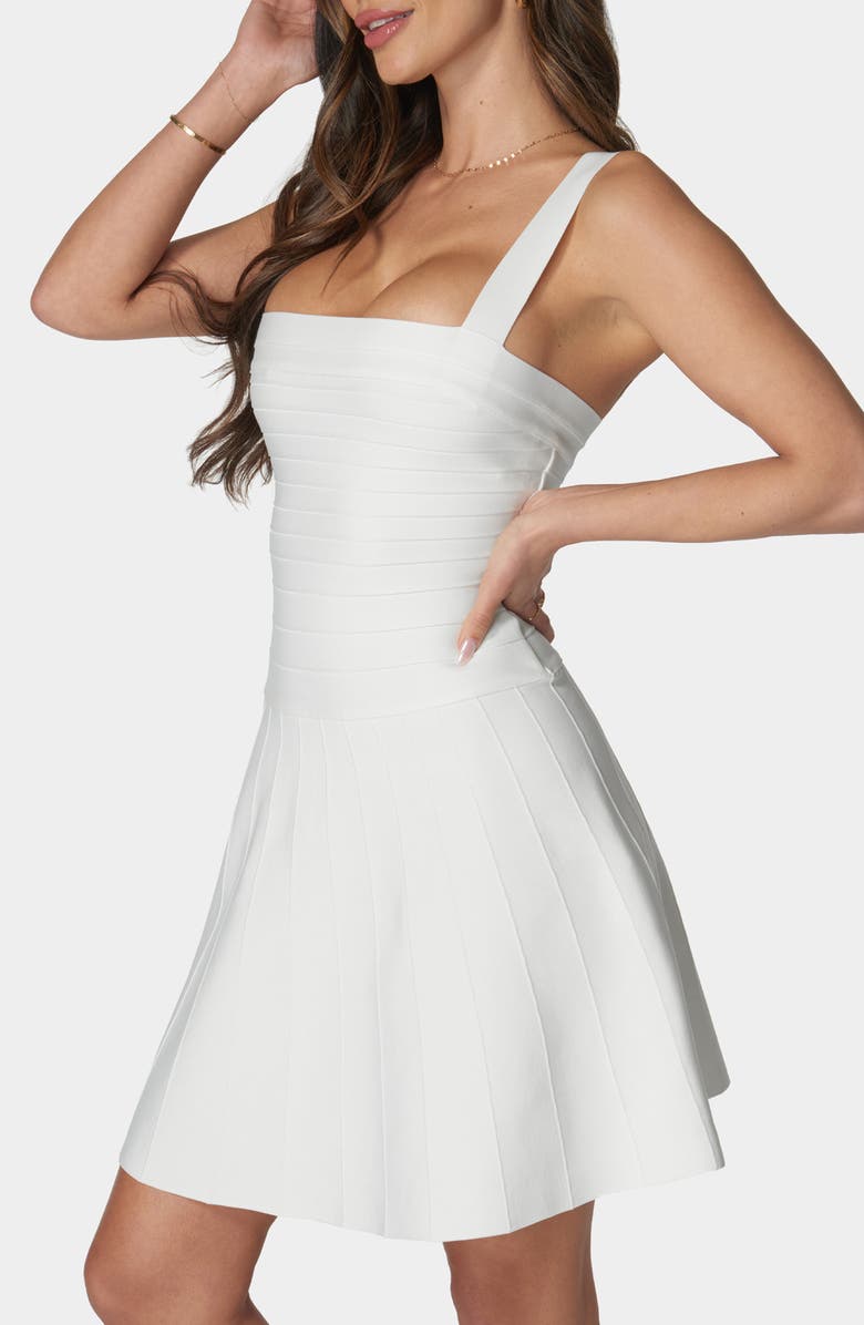 bebe Bandage A-Line Minidress, Alternate, color, Ivory