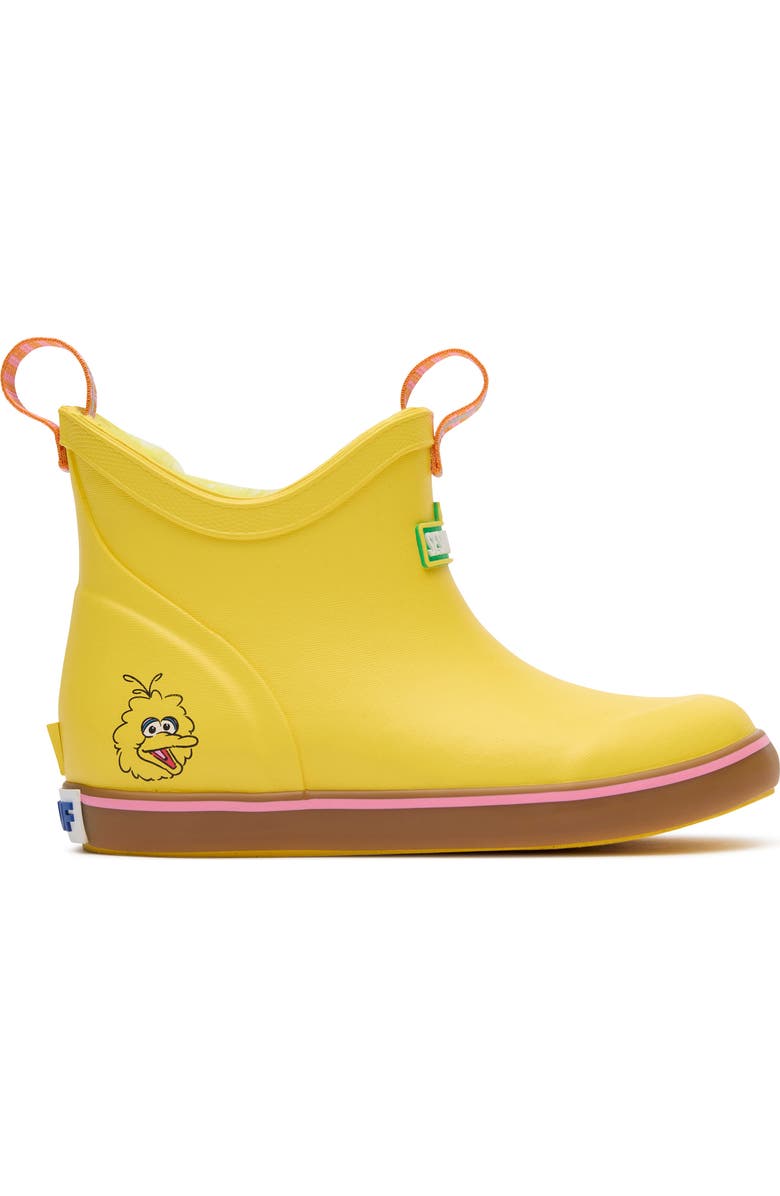 XTRATUF Kids' Sesame Street<sup>®</sup> Ankle Deck Waterproof Boot, Alternate, color, Big Bird Yellow