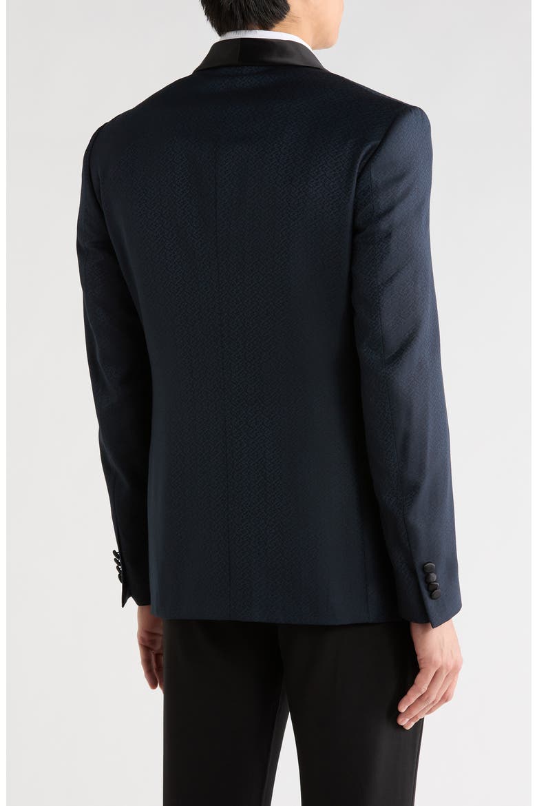 Micro Jacquard Shawl Lapel Wool Dinner Jacket, Alternate, color, NAVY