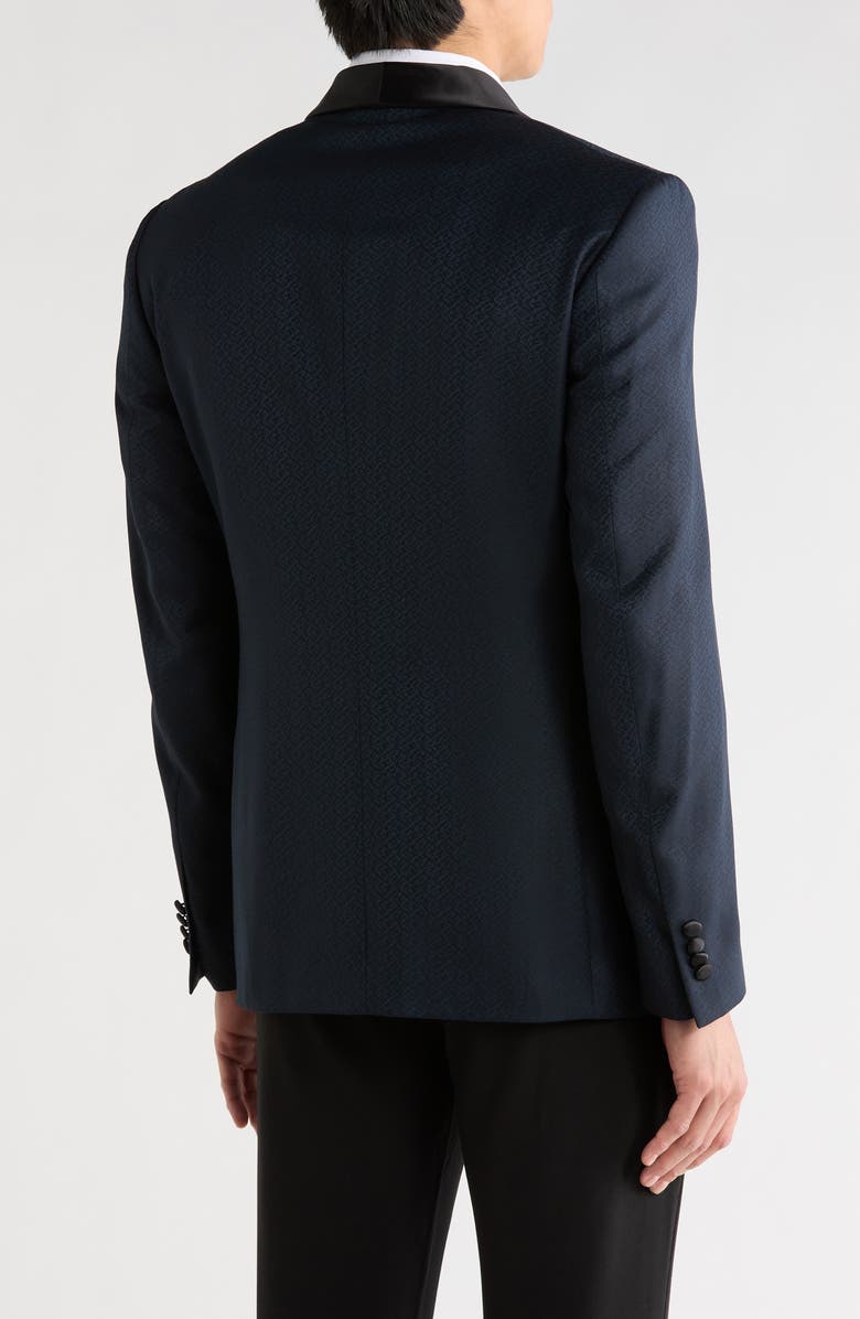 John Varvatos Star USA Micro Jacquard Shawl Lapel Wool Dinner Jacket, Alternate, color, Navy