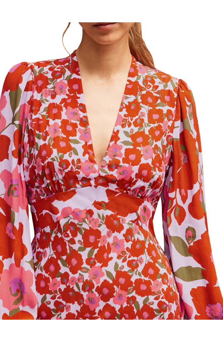 Ro&Zo Poppy Print Waist Detail Dress, Alternate, color, Lilac/Pink