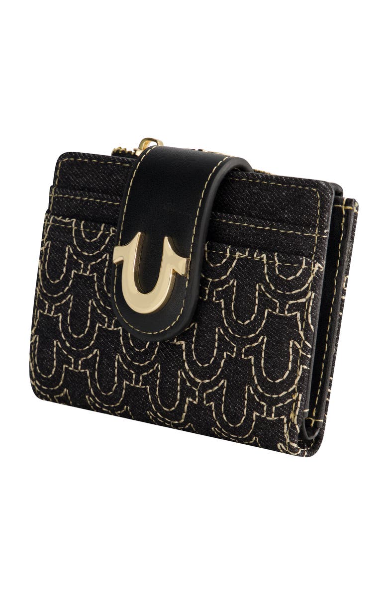 True Religion Horseshoe Quilted Small Wallet, Alternate, color, Black