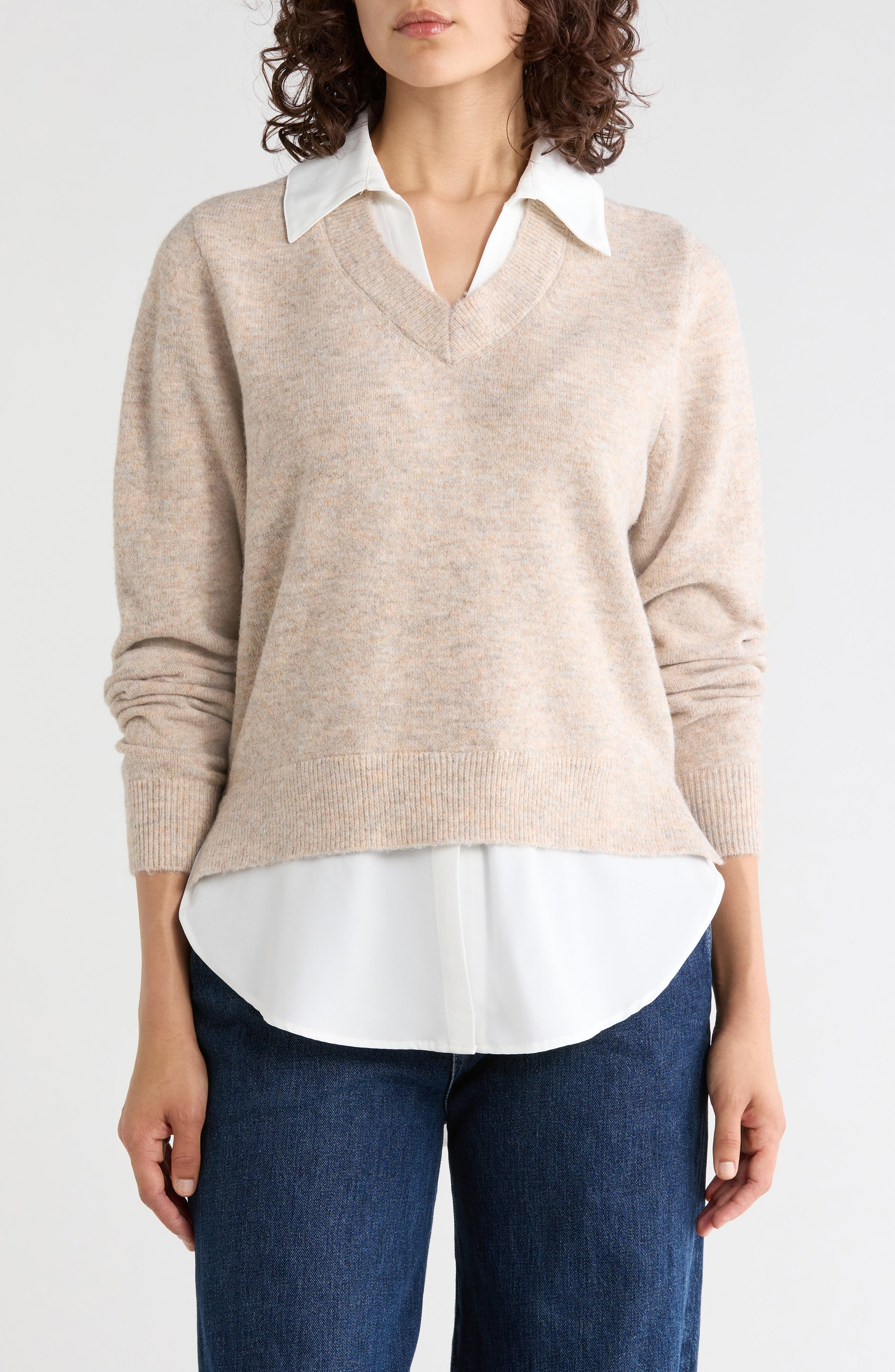 Layered Look V-Neck Sweater