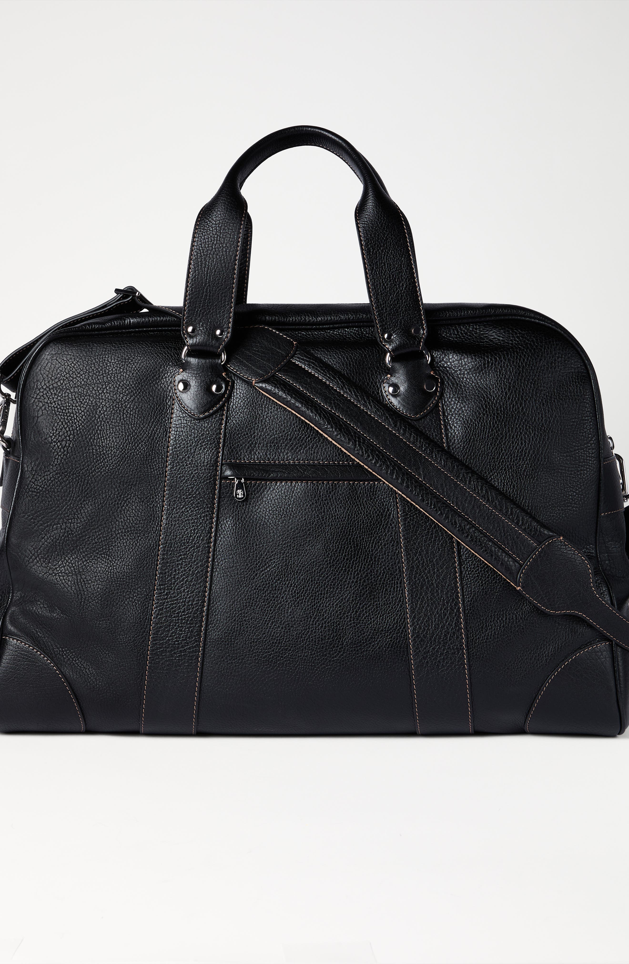 Brunello Cucinelli Grained calfskin street bag, Alternate, color, Black