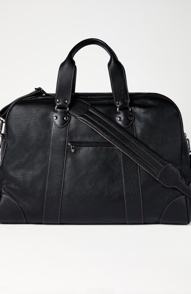 Brunello Cucinelli Grained calfskin street bag, Alternate, color, Black