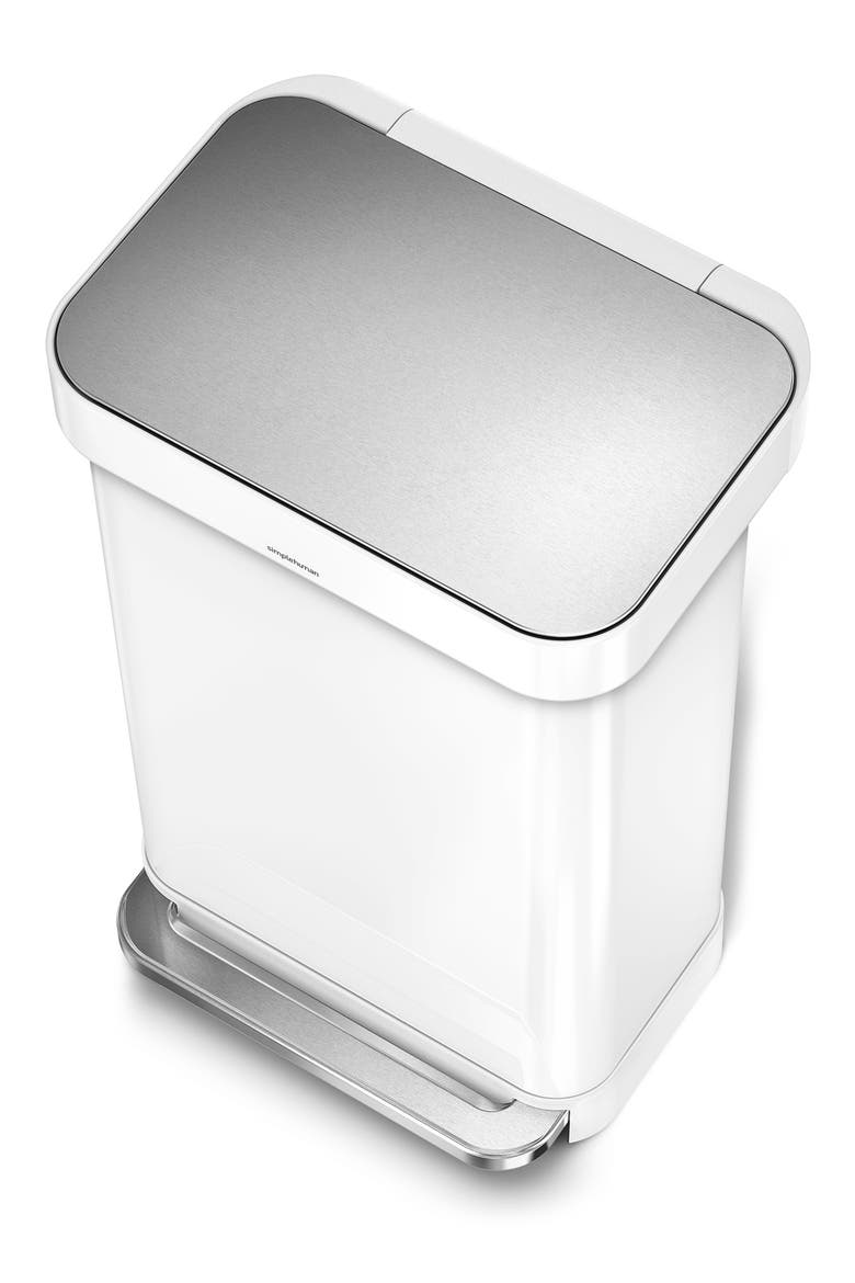 45L rectangular step can with liner pocket, Alternate, color, WHITE