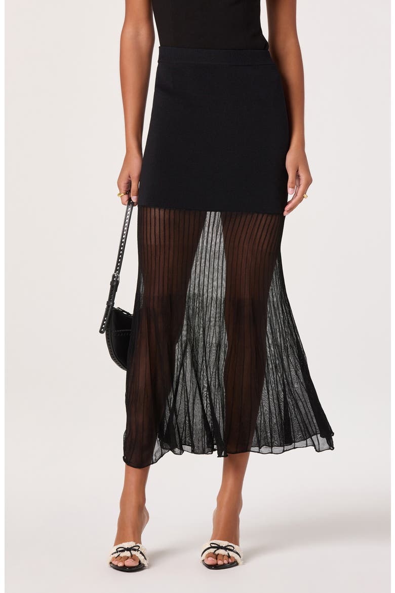 Contrast Knit Skirt, Alternate, color, BLACK