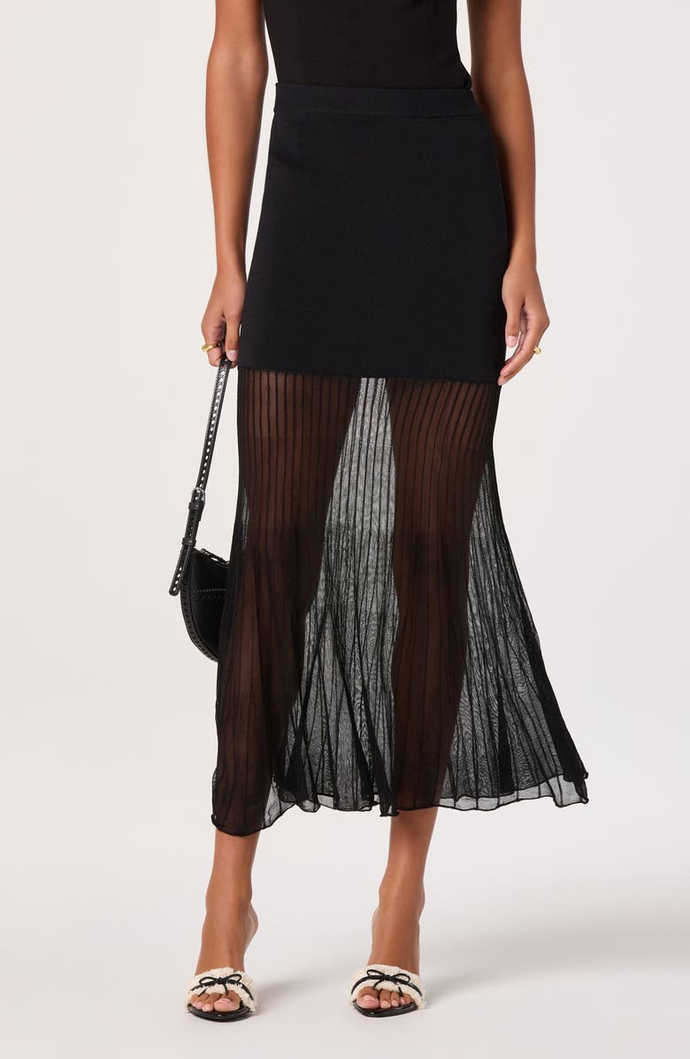 ASTR the Label Contrast Knit Skirt, Alternate, color, Black