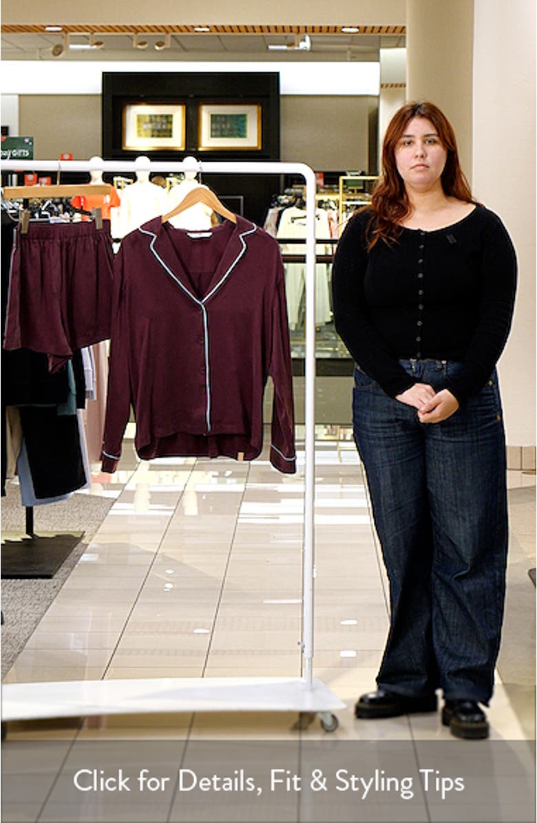 Piped Washable Silk Button-Up Short Pajamas, sales video thumbnail