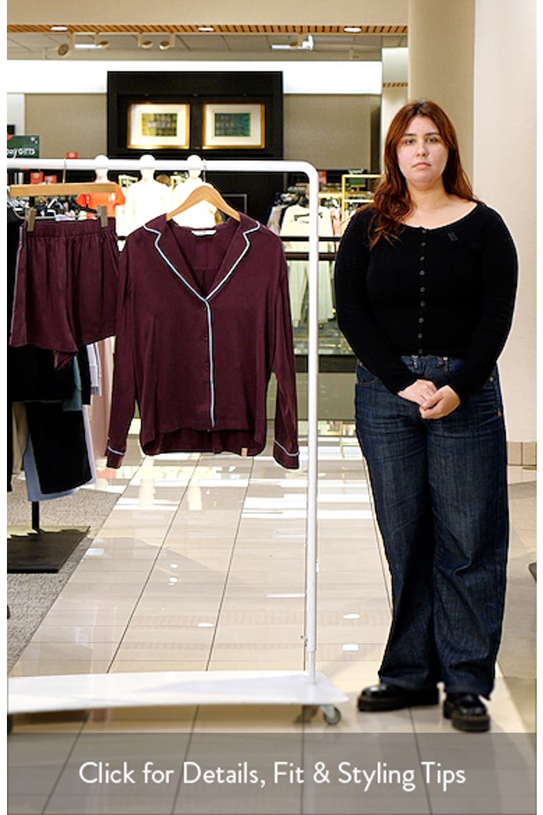 Piped Washable Silk Button-Up Short Pajamas video