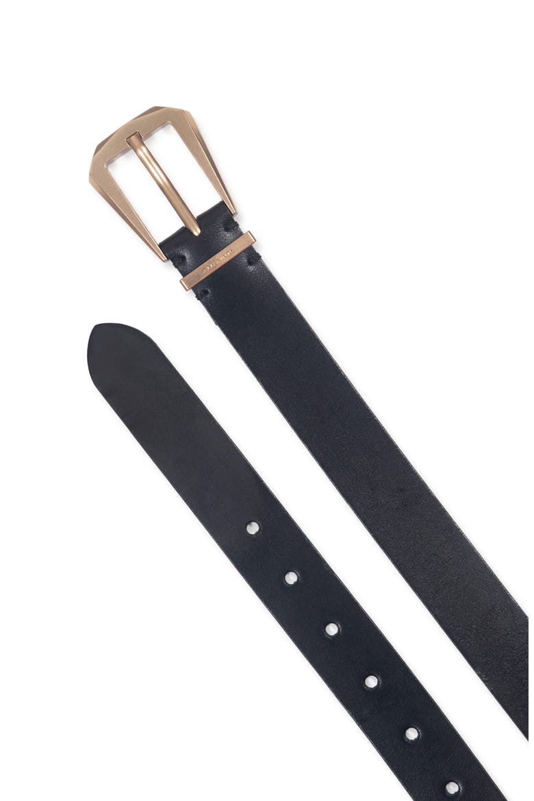 Western Hex Leather Belt, Alternate, color, BLACK / ANTIQUE BRASS