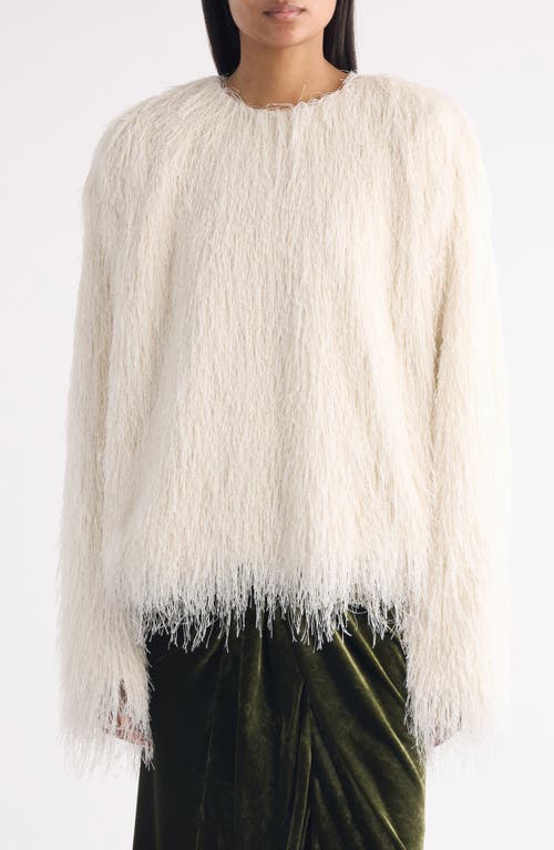 Dries Van Noten Capos Shaggy Faux Fur Top In White