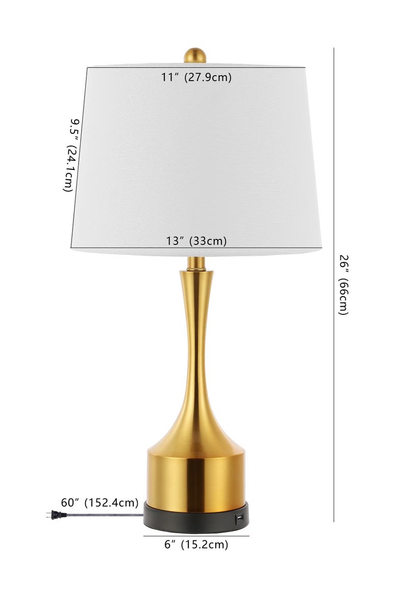 Cooper 26" Classic French Country Iron LED Table Lamp with USB Charging Port, Alternate, color, Brass Gold