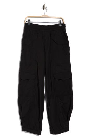 Democracy Poplin Cargo Joggers In Black