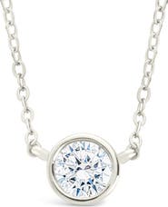 Sterling Forever Round Cubic Zirconia Pendant Necklace