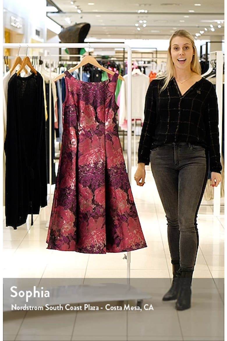Metallic Floral Jacquard Fit & Flare Dress video