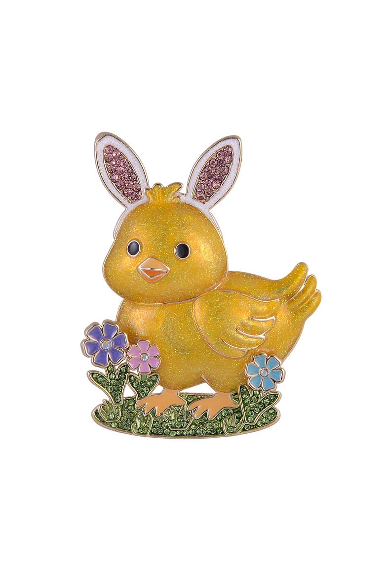 Bunny Ear Chick Easter Pin, Alternate, color, Yellow