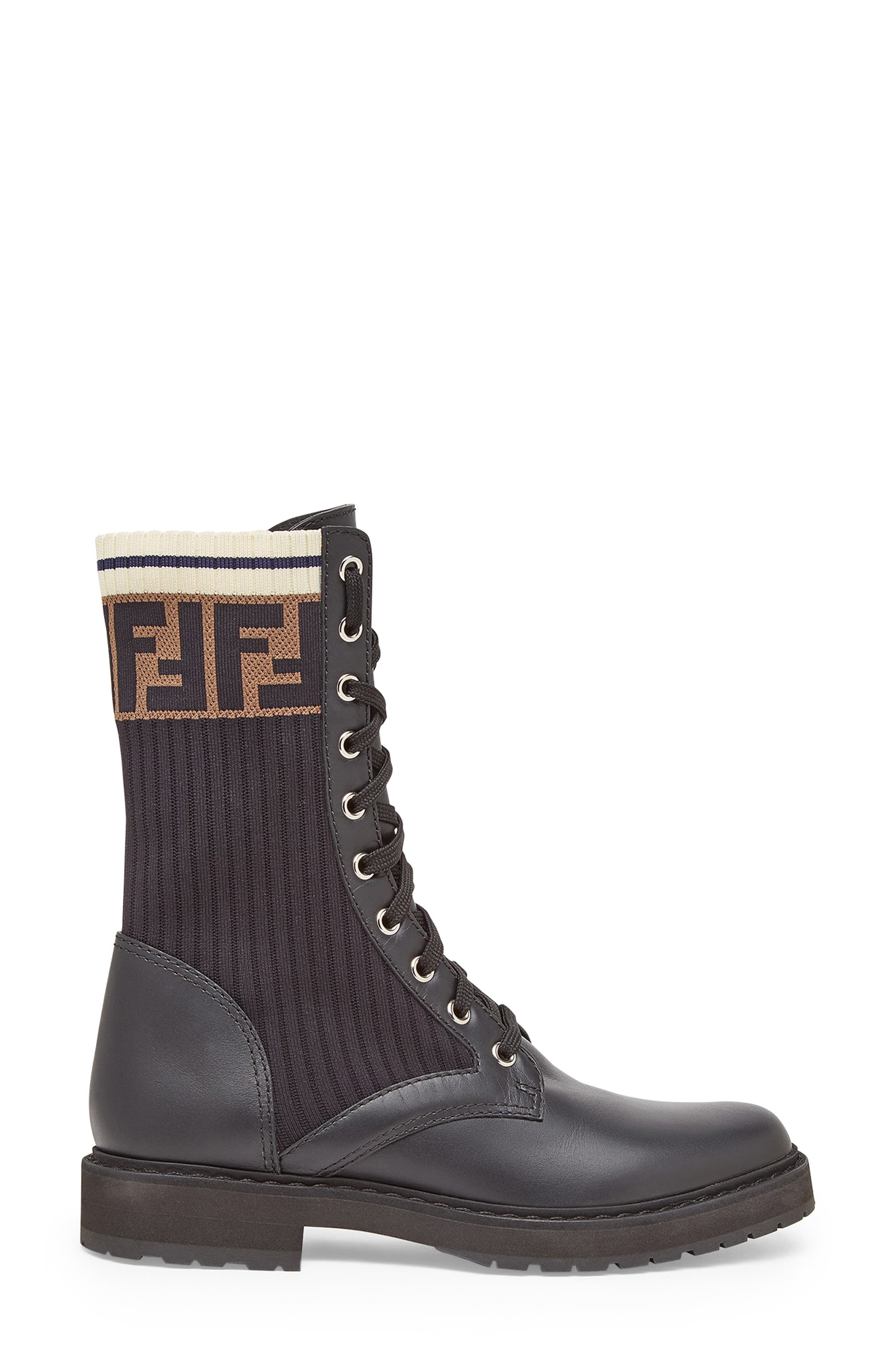 Rockoko Chelsea Sock Combat Boot, Alternate, color, F13MC NE/NE TAB NER MARINO