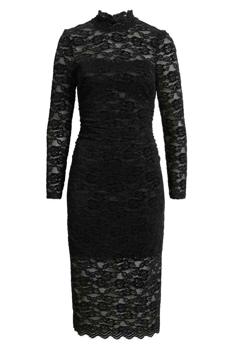 Lace Long Sleeve Body-Con Midi Dress, Alternate, color, BLACK