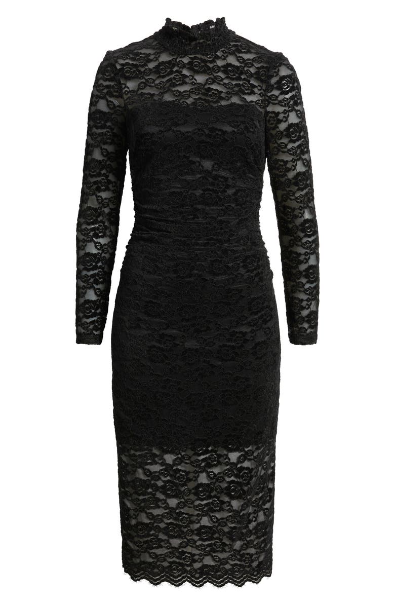 Vince Camuto Lace Long Sleeve Body-Con Midi Dress, Alternate, color, Black