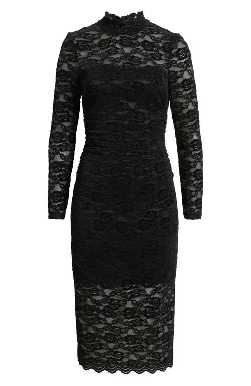 Vince Camuto Lace Long Sleeve Body-con Midi Dress In Black