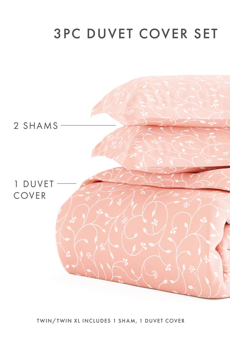 HOMESPUN Home Spun Premium Ultra Soft Pink Buds Pattern 3-Piece Duvet Cover Set, Alternate, color, 