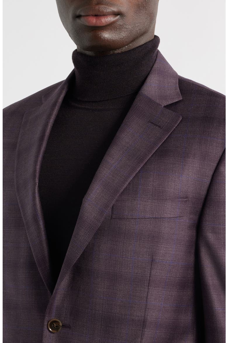 Flynn Classic Fit Ombré Check Wool Sport Coat, Alternate, color, DARK RED