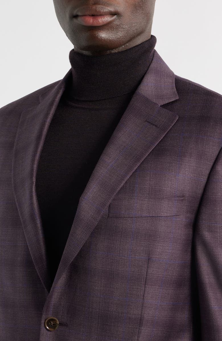 Peter Millar Flynn Classic Fit Ombré Check Wool Sport Coat, Alternate, color, Dark Red