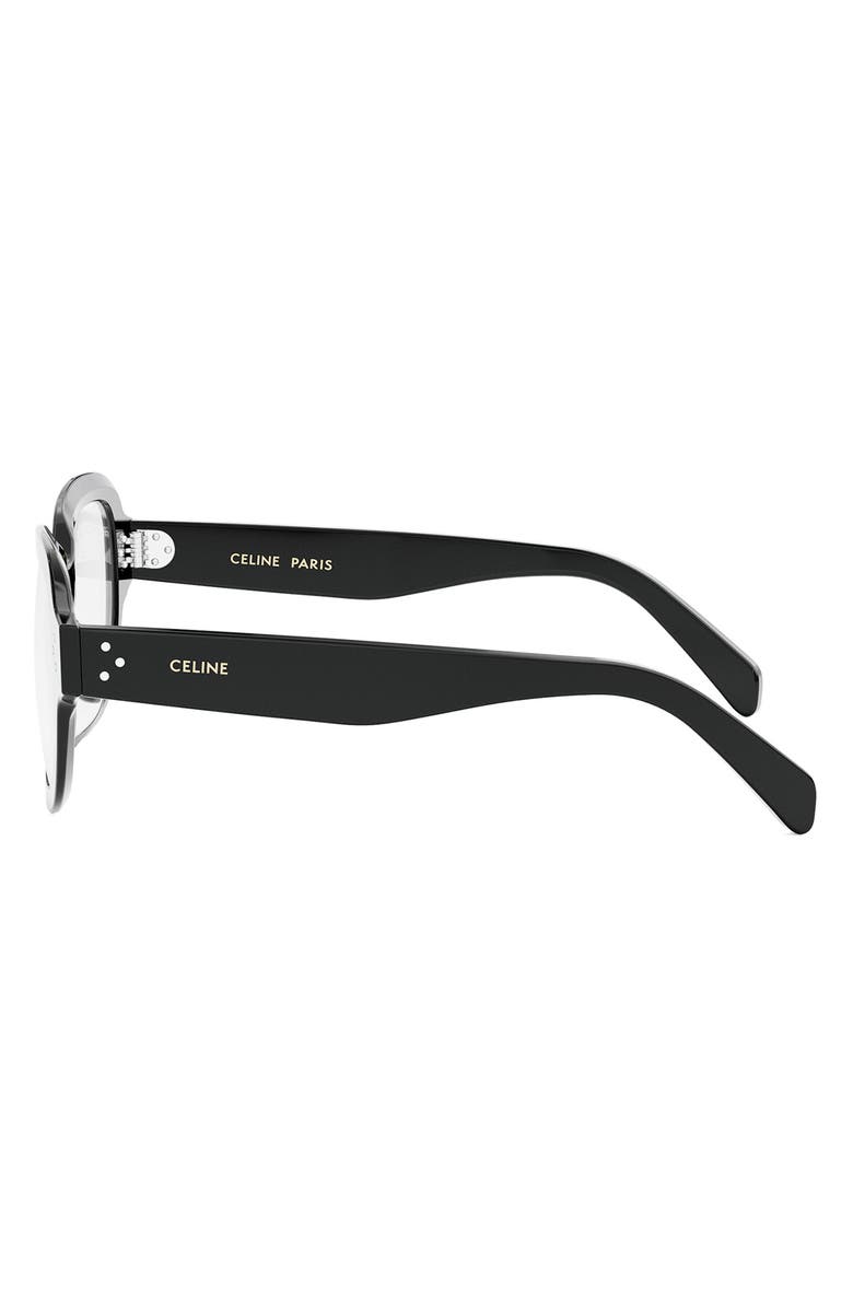 CELINE Bold 50mm Round Optical Glasses, Alternate, color, Shiny Black