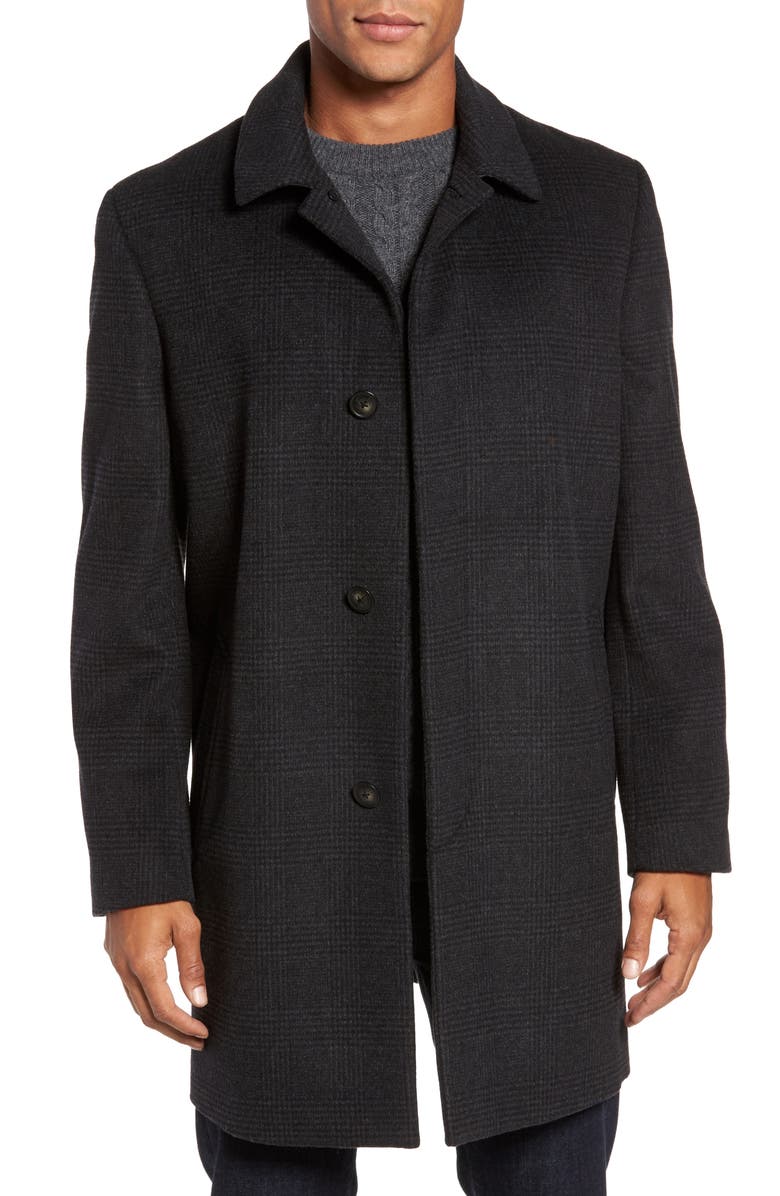 Hart Schaffner Marx Turner Plaid Wool Blend Topcoat, Main, color,
