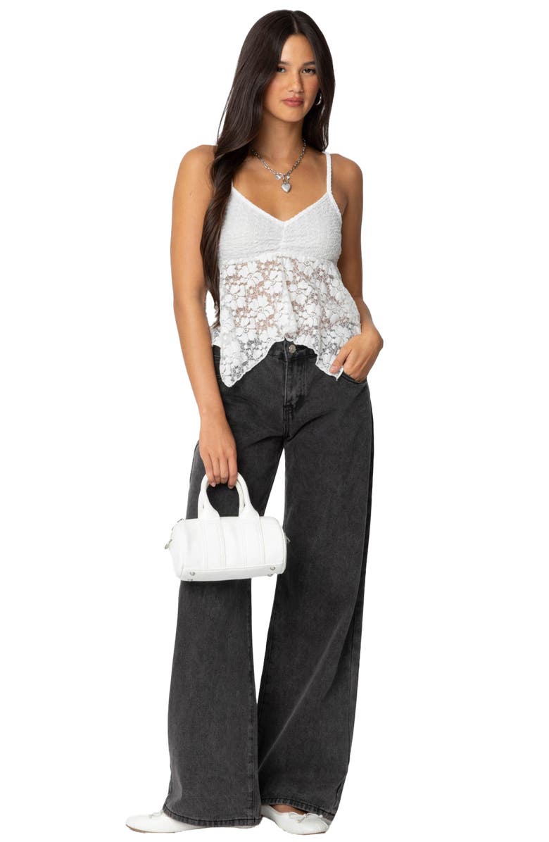 EDIKTED Orchid Lace Camisole, Alternate, color, White