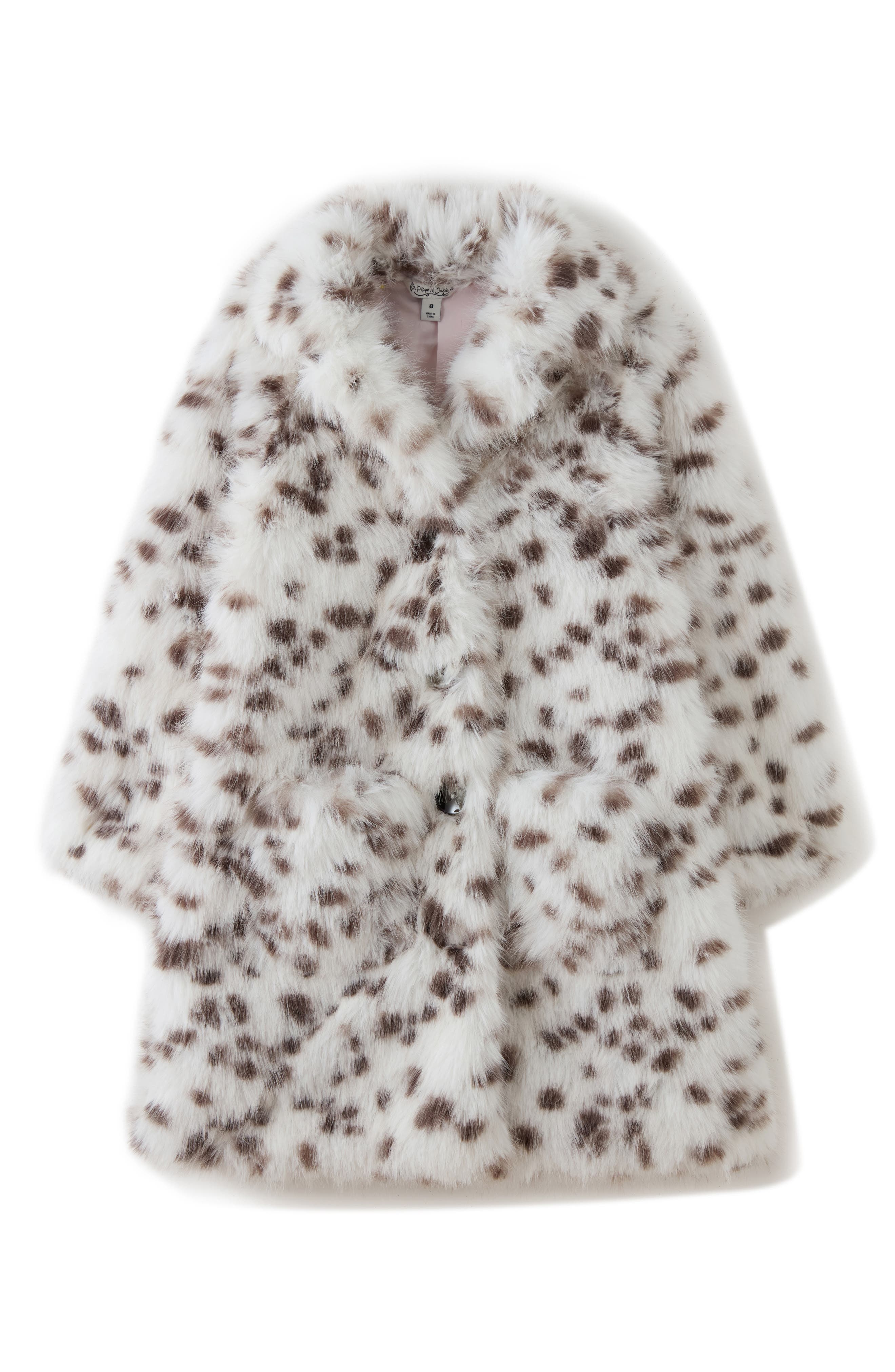 Kids' Sutton Dalmatian Print Faux Fur Coat