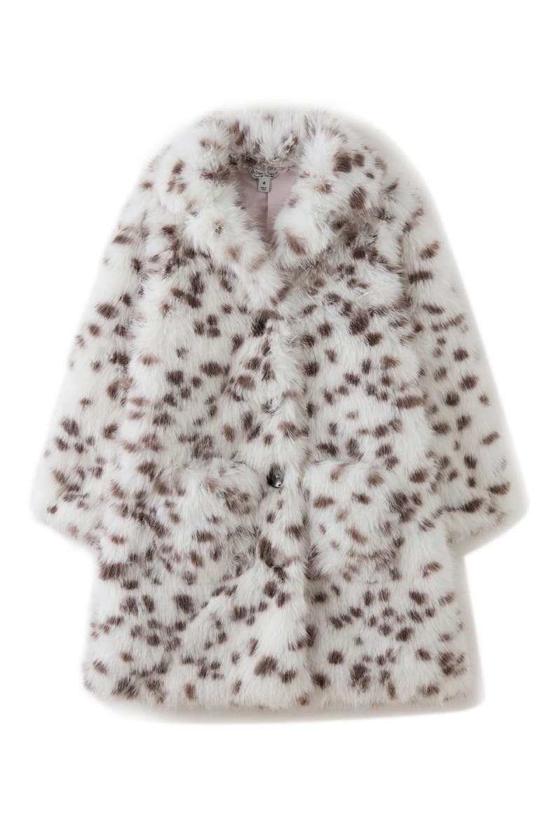 Kids' Sutton Dalmatian Print Faux Fur Coat, Main, color, WHITE/ BLACK