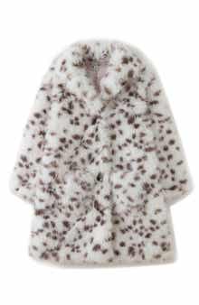 Kids' Sutton Dalmatian Print Faux Fur Coat