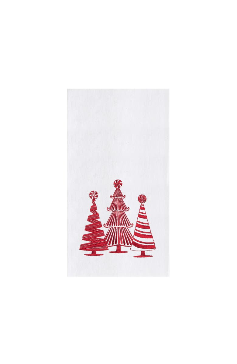 C&F Home Peppermint Forest Christmas Embroidered 100% Cotton Flour Sack Dishtowel, Main, color, White
