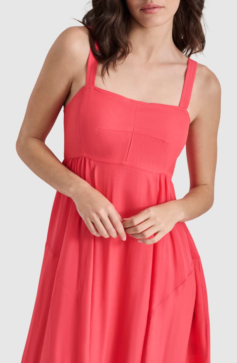 DKNY Paneled Mixed Media Midi Dress, Alternate, color, Beach Coral