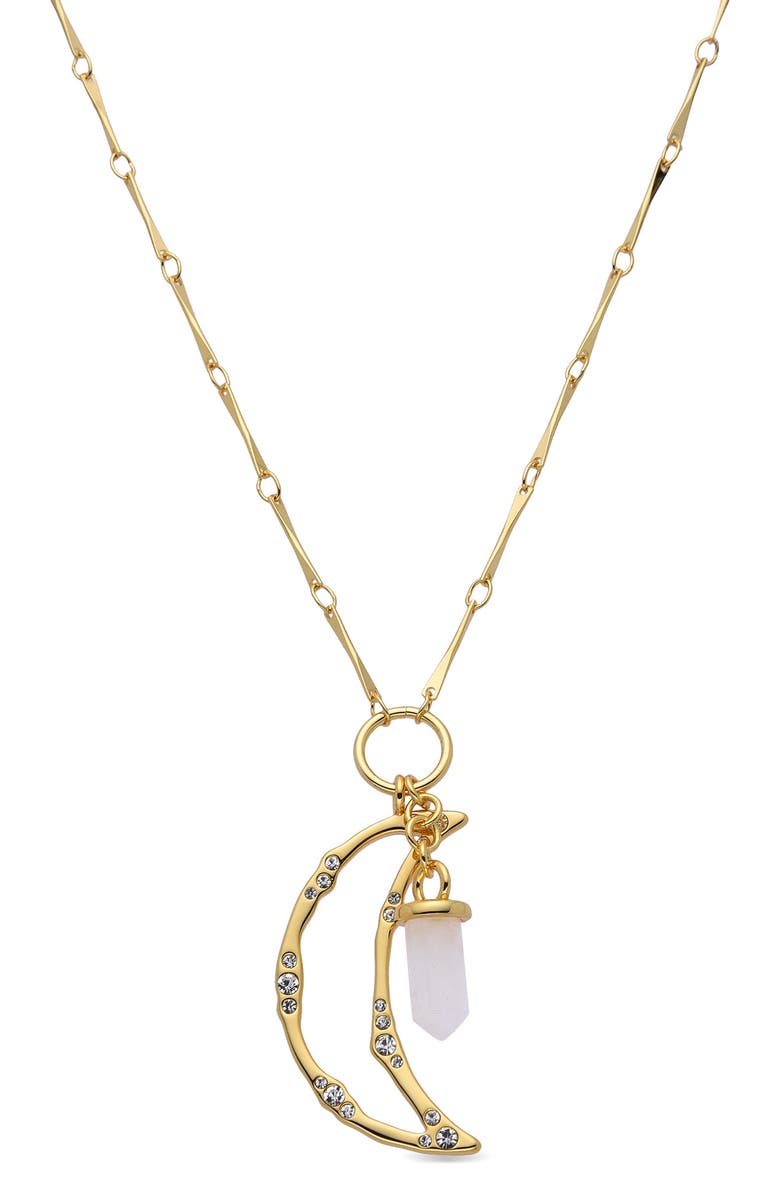 EYE CANDY LOS ANGELES Amelia Quartz & Moon Pendant Necklace, Main, color, Gold