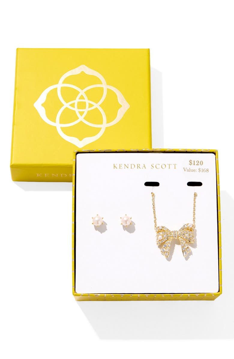 Kendra Scott Krista Bow & Ashton Gift Set, Main, color, Gold White Mix