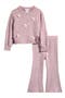 Kids' Knit Flower Appliqué Sweater & Flared Leggings Set