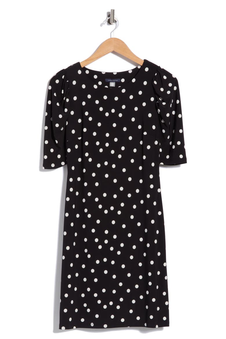 Polka Dot Jersey Dress, Alternate, color, BLK/ IVY