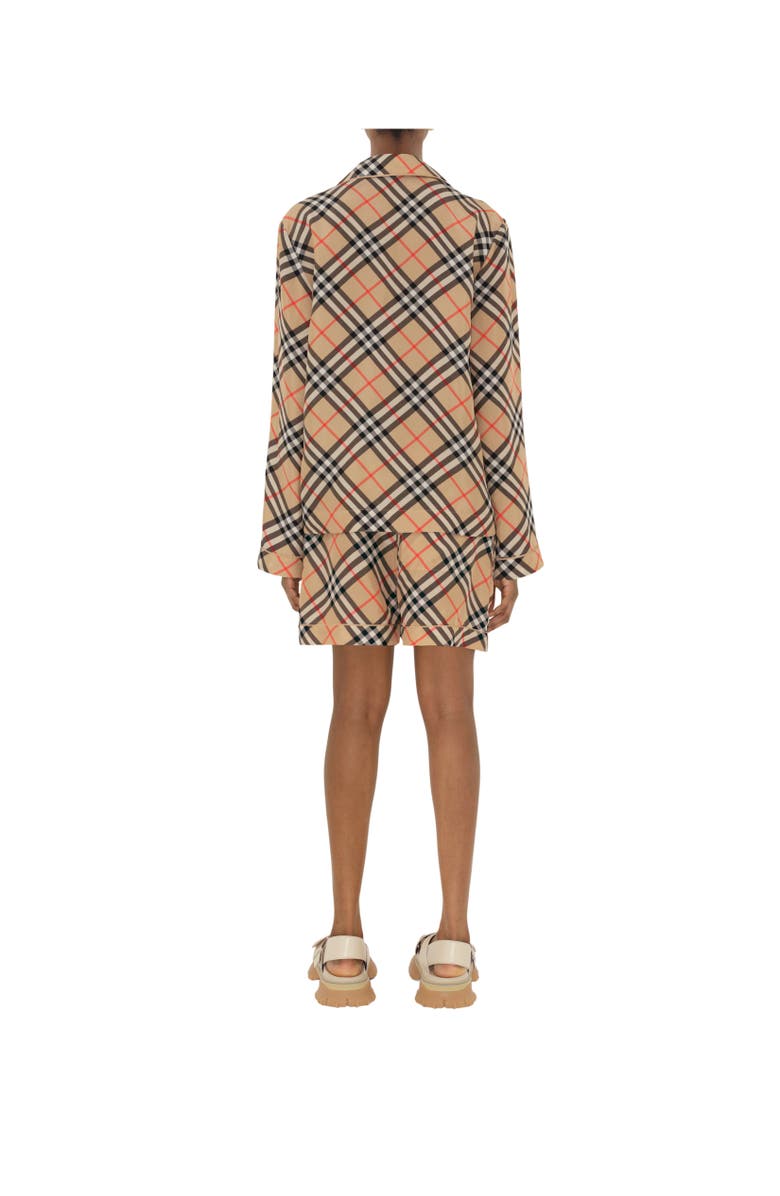 Burberry Regular Fit Check Silk Pyjama Shirt, Alternate, color, 